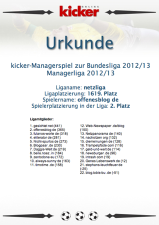 netzliga Saison 2011/12 Urkunde
